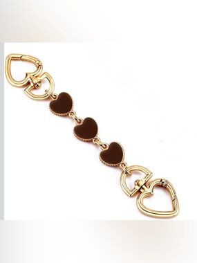Fashion Chocolate Brown Heart Gold Tone Purse Strap Chain Extender